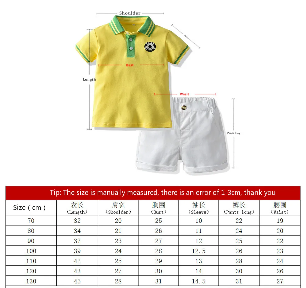 Boys Summer Clothes New Baby Football Stampa polo Shorts Shorts Abita bambini Sportswear 2 pezzi Set4750605