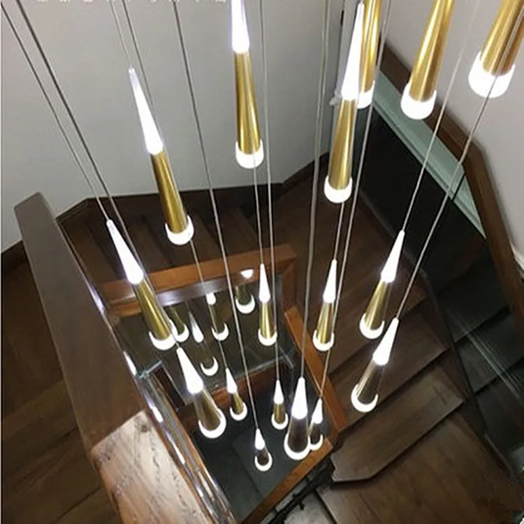 Lustre d'escalier moderne 85-265V 5 couleurs disponibles lustre de douche de météores hall pour salon salle à manger lustre suspendu Lamp284F