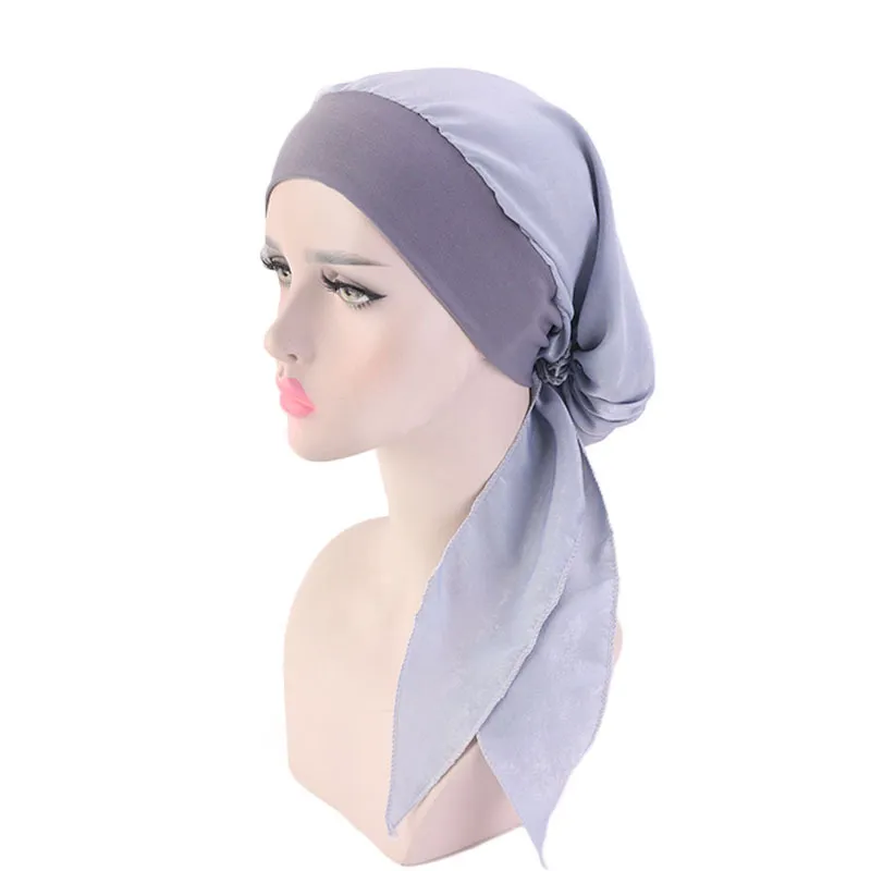 Whole ladys head wrap bandana turbanキャップロングテールヘッドバンドハット女の子化学療法脱毛ヘッドウェアハットワンサイズ194v