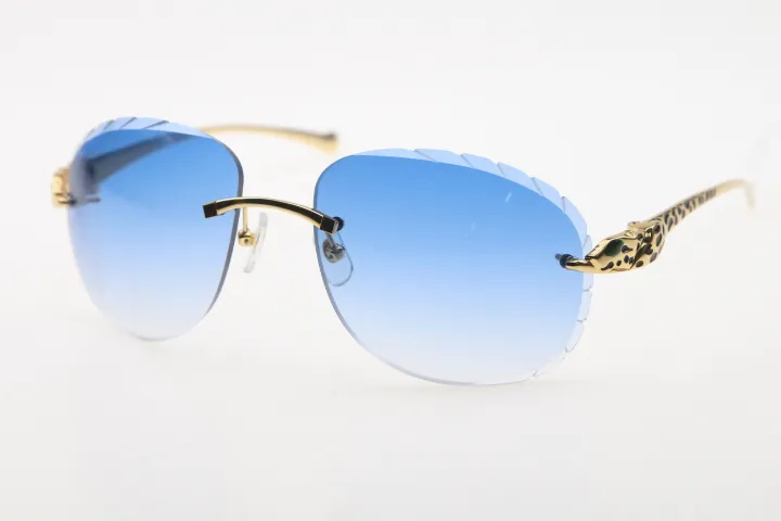 Venta completa de gafas de sol sin montura de leopardo de metal 8200766 Gafas de sol unisex de alta calidad Lente tallada Óptica masculina y femenina234Q