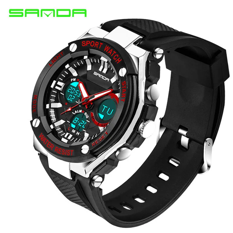 Sanda 733 Sport Watch Men Military Watch Waterproof Top Brand Luxury Date Calender Digital Quartz Wristwatch Relogio Masculino LY1317B