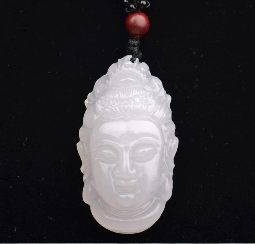 Xinjiang White Jade Buddha Cabezal Auténtico Afganistán Baiyu Guanyin Head Jade Colgante 281Q