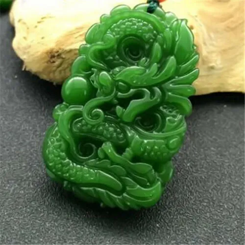 HXC Men Natural Natural Green Jade Dragon Pendant Collier Charme Bijoux de mode Accessoires Handcarved Man Luck Amulet Gifts7707051