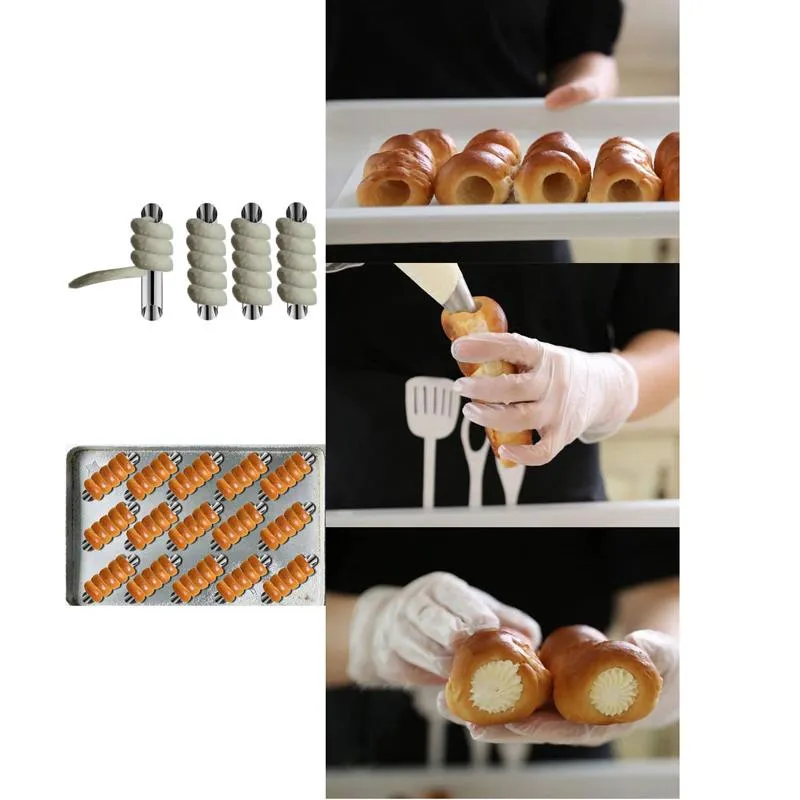 Stainless Steel Non-stick Cream Horn Danish Pastry Mold Tube Cream Horn Mold Roll Croissant Baking Mold Tool2283