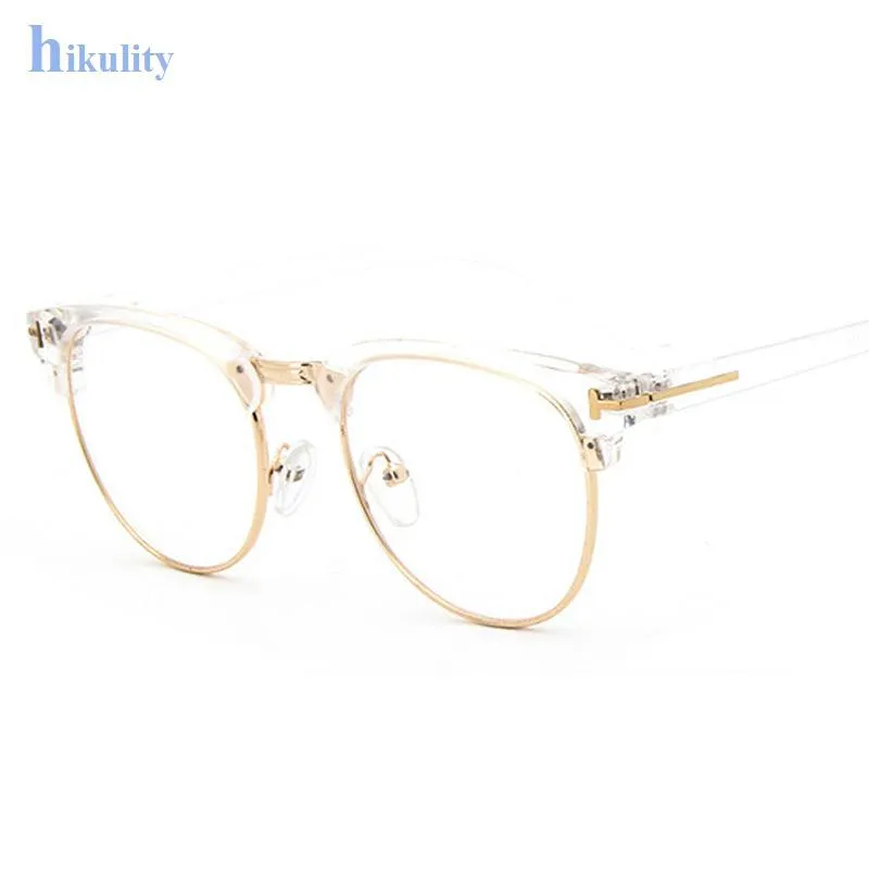 Mode lunettes de soleil cadre clair myopie cadre clair lunettes femmes hommes monture de lunettes or clair lentille verre optique Lunette