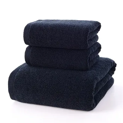 3 шт., комплект полотенец из цельного махрового хлопка, черного цвета, высококачественное маленькое полотенце для лица и большие полотенца для ванной и душа, набор для ванной комнаты 206t