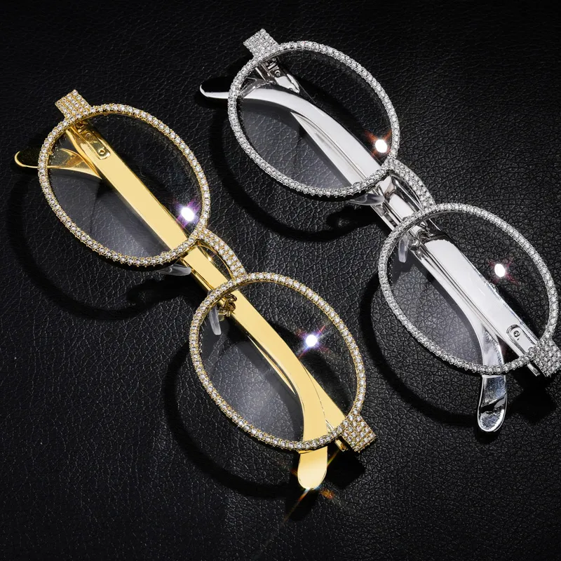 Full Diamentowe szklanki Diamentowe biżuteria Cubic Crikonia moda Hip Hop szklanki Srebrny ZŁOTY Materiał stopu