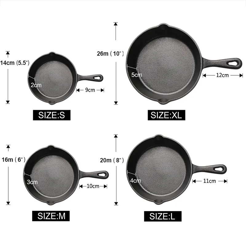Чугунная сковорода Upspirit с антипригарным покрытием, 14-26 см, сковорода для газовой индукционной плиты, кастрюля для яиц, блинов, кухонные инструменты, посуда C19189T