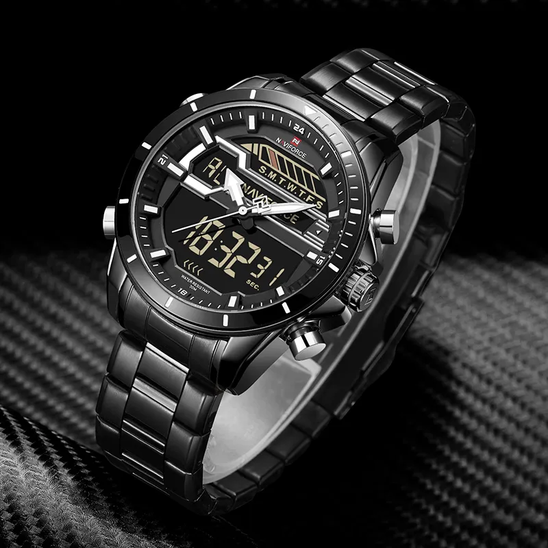 NAVIFORCE MENS Watchs Top Luxury Brand Men Sport Watch Men's Quartz LED Digital Horm Man