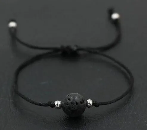 Livraison / Pierre de Lave Naturelle Noir Rouge Fil Corde Chaîne Briad Chanceux Cadeau Bracelets Bracelets Réglables 264x