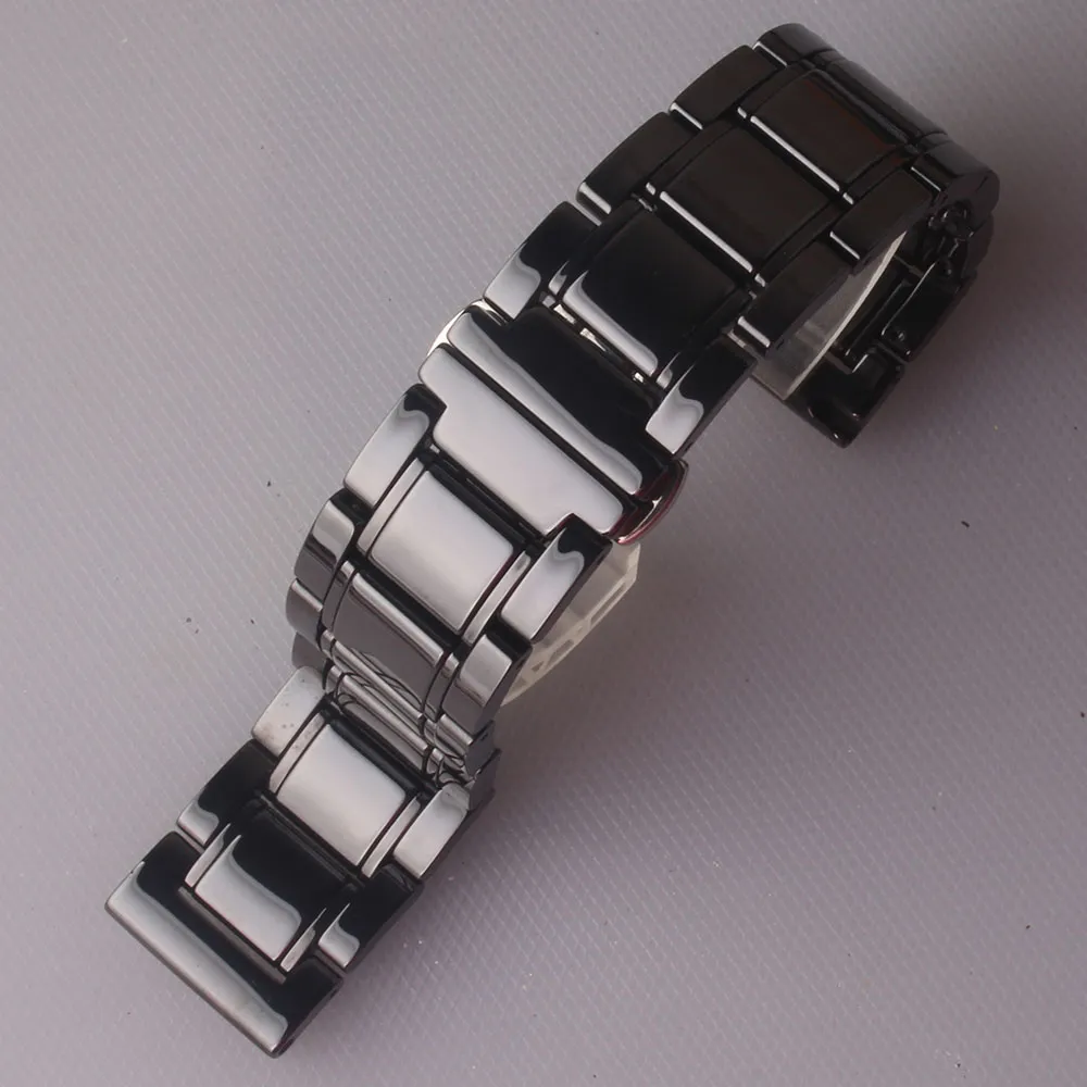 Pulseira de relógio de cerâmica polida preta, pulseira de 20mm 21mm 22mm 23mm 24mm para relógio de pulso masculino, acessórios femininos, pino de liberação rápida 271q