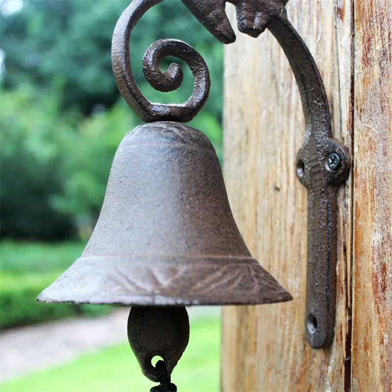 Dîner de bienvenue en fonte cloche inséparables décor à la maison en détresse sonnette marron sonnette extérieure porche décoration murale Antique2013