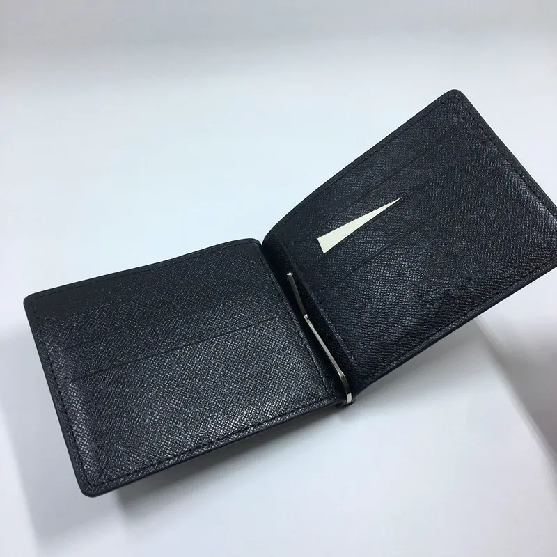 بطاقة ائتمان معرّف أسود للرجال محفوظات صغيرة من الجلد مع مقطع أموال للرجال 2023 New Fashion Mini Card Holder POUC242L