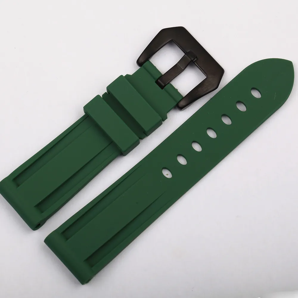Whole Watch Silicone Watch Strap BlackBlueGreenOrangeWhite Watchband rubber 22mm 24mm fit PAM5000724