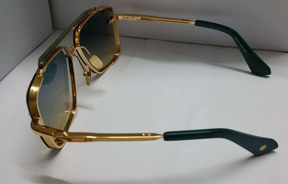 Sommer Pilot Quadratische Sonnenbrille 121 Gold Blau Grün Verlaufsglas 62mm Sonnenbrille Herren Shades Brillen mit Box247w