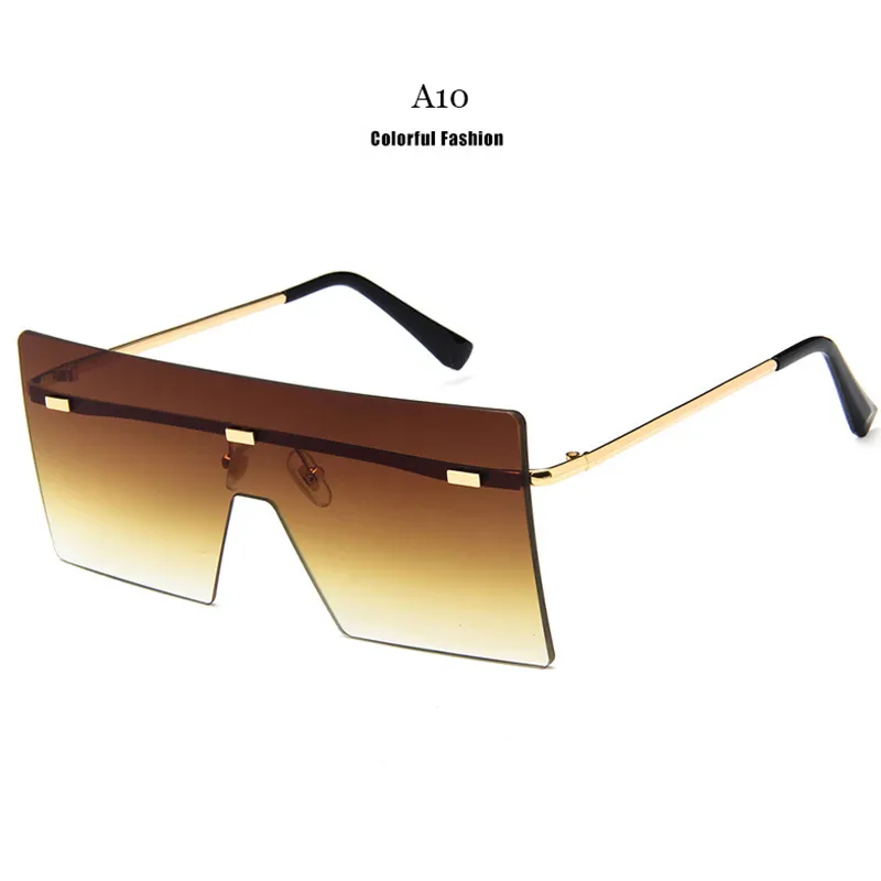 Unisex mode överdimensionerade fyrkantiga rimlösa solglasögon kvinnor platt topp stora solglasögon resegradient UV400245U