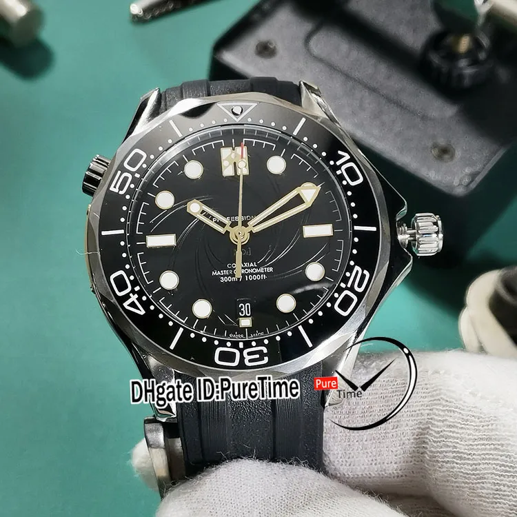 GDF Diver 300M Miyota 8215 automatisch herenhorloge 42 mm 007 50e zwarte getextureerde wijzerplaat zwart rubber 210 22 42 20 01 004 nieuwe Puretime B2287s