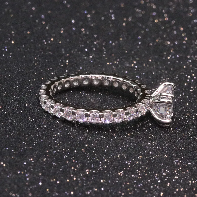 Yhamni 100% Real 925 Sterling Silver Ring 2 0ct 8mm 클래식 만든 Moissanite 결혼식 약혼 반지 여성을위한 보석 JZ325219G