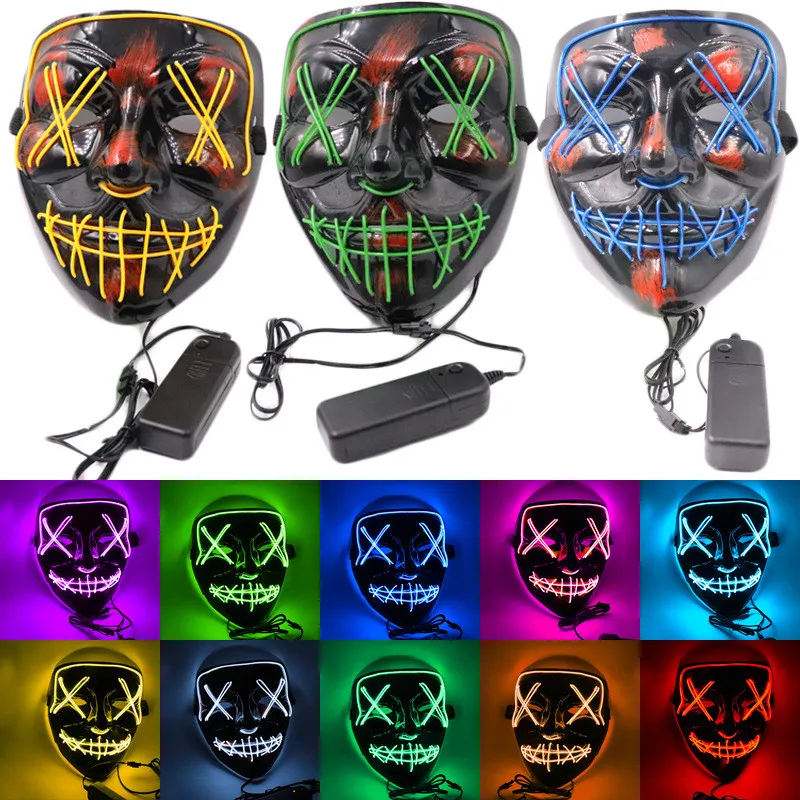 LED-lichtfeestmaskers grappig uit het Purge-verkiezingsjaar Ideaal voor Festival Cosplay Halloween Costume218I