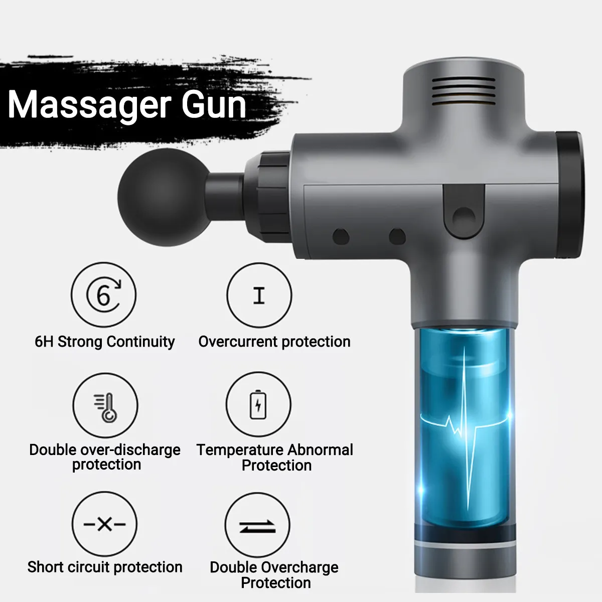 Kroppsmuskelmassager elektriska vibrerande terapi pistoler ledde djupa vävnad sport massage maskin slappna av massager 3600r / min med väska y190722