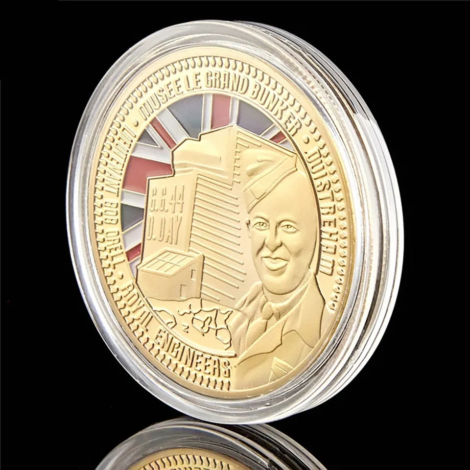 Royal Engineers Sword Beach 1oz Gold Plated Military Craft Commemorative Challenge Coins Souvenir Collectibles Gift8737809