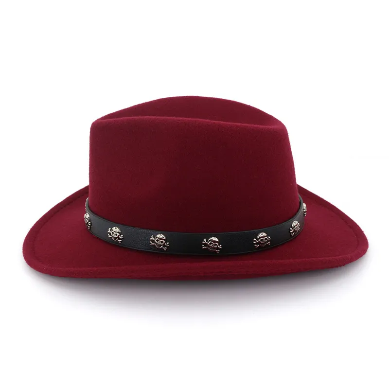 Cappello Fedora a tesa larga moda Cowboy Cappello in feltro di lana occidentale Berretto da cavaliere economico Cappelli formali jazz stile britannico Sombrero uomo Donna254o
