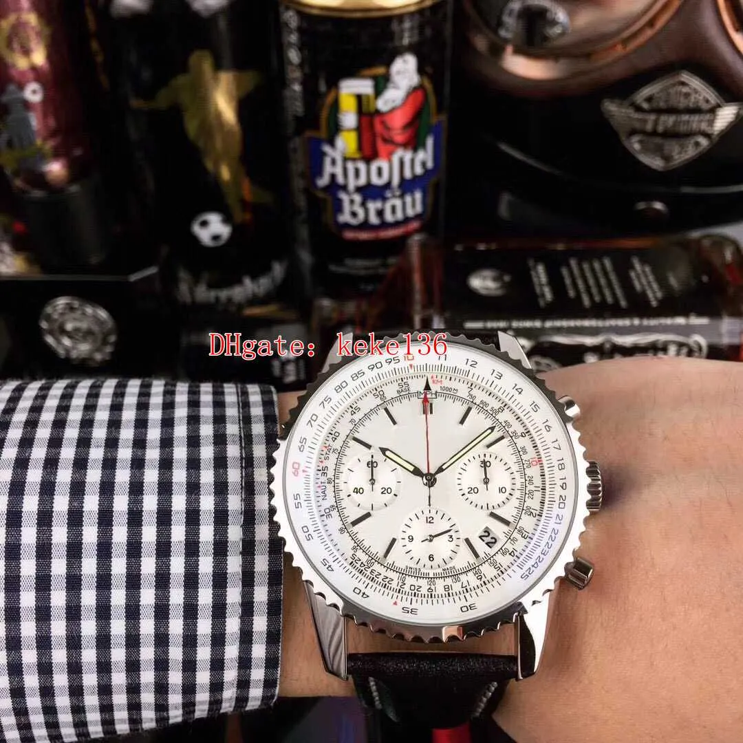 5 estilo mais vendido relógio de alta qualidade 46mm pulseira de couro de jacaré AB0441211B1X1 aço inoxidável VK cronógrafo de quartzo trabalhando Men265w