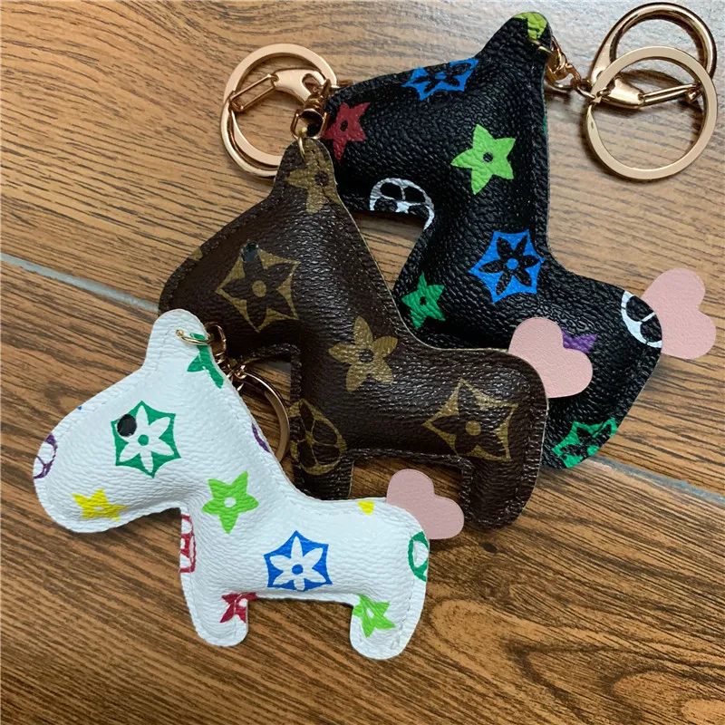 New Brand Keychains Ring PU Leather Cartoon Flower Pattern Horse Design Fashion Car Key Chain Holder Animal Bag Charm Jewelry Acce2837