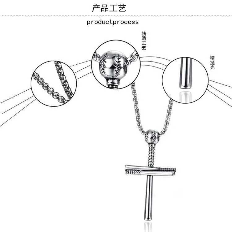 12 pièces collier pendentif croix de baseball en plein air européen et américain personnalité de la mode accessoires pour hommes 244e