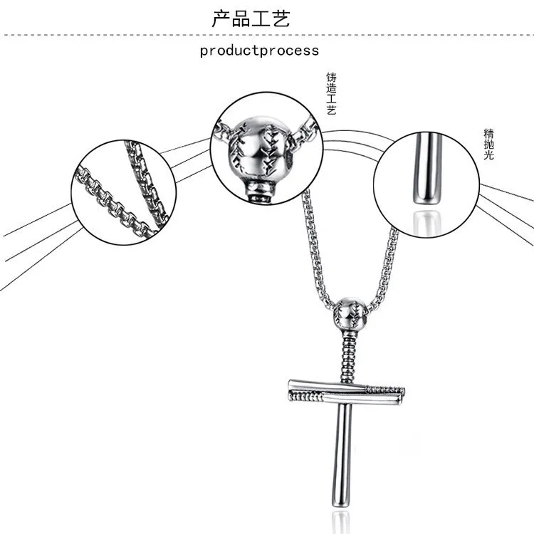 12pçs colar de pingente de cruz de beisebol europeu e americano ao ar livre personalidade da moda acessórios masculinos 257u