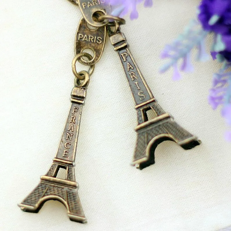 Eiffelturm Schlüsselanhänger Retro Bronze Mini Dekoration Torre Paris Tour Eiffel Schlüsselanhänger Schlüsselanhänger Schlüsselanhänger Frauen Tasche Charm Anhänger G257l