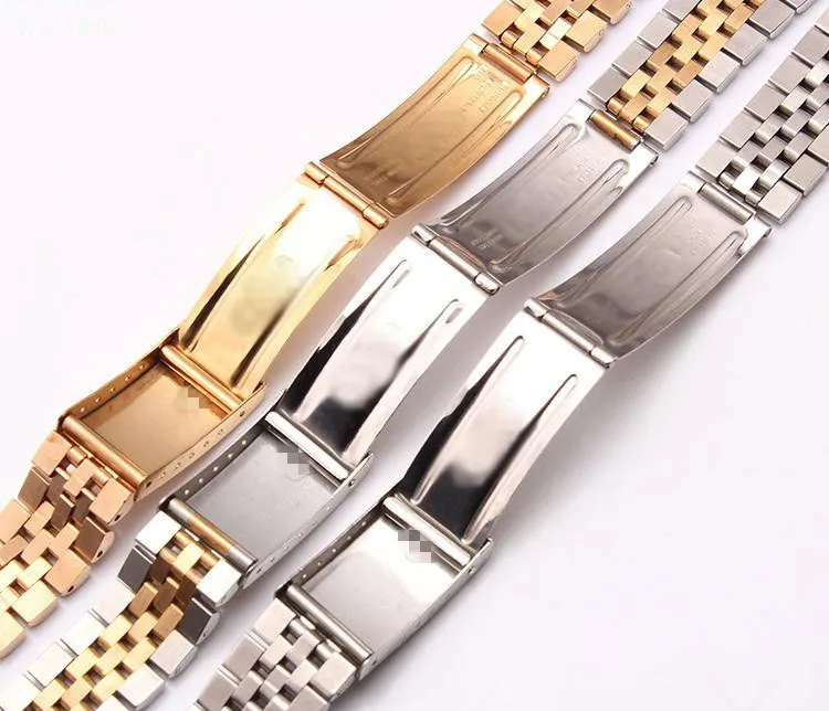 Horlogeband 13 mm 17 mm 20 mm vaste roestvrijstalen horlogeband tweekleurige holte gebogen eindschroefverbindingsband voor dategede oude stijl Jubilee armbanden7000876