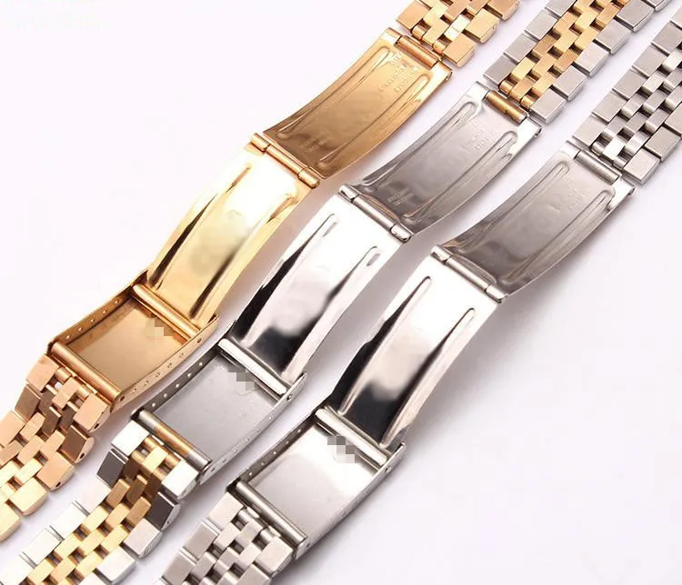 WatchBand 13mm 17mm 20mm 20 mm massiv Edelstahl Uhr Watch Band Zwei -Tonhöhle geschwungene Endschraubverknüpfung für Datejust Old Style Jubilee Bracelets3706041