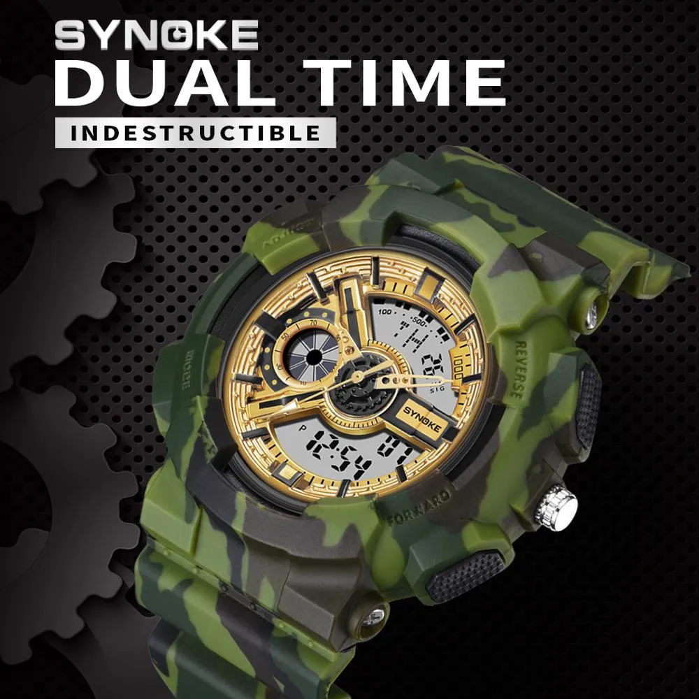 PANARS NOWY WOJSKIE CYFRYCZNY WATK Camuflage Outdoor Sports Podwójny wyświetlacz elektroniczne wodoodporne zegarki dla men303z