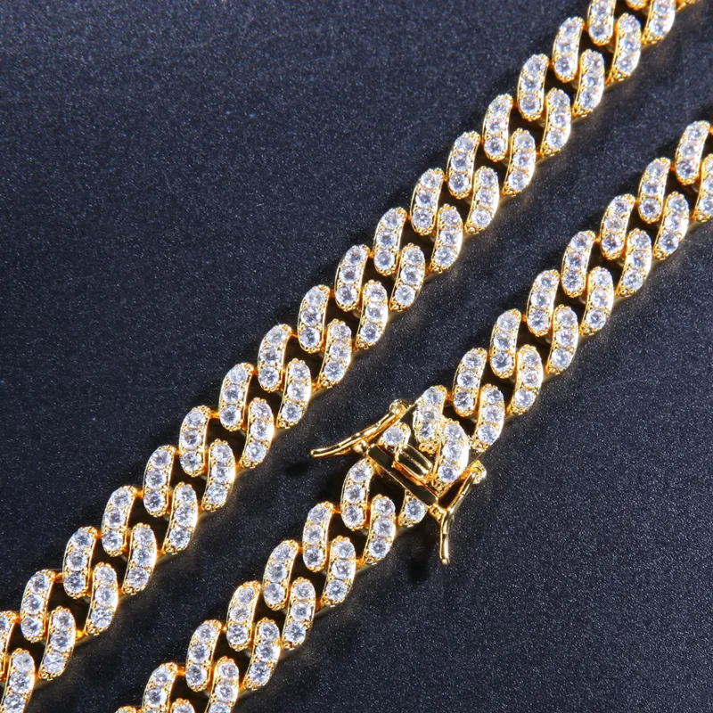 Gold Silber Farbe Micro Gepflastert 8MM CZ Miami Kubanischen Ketten Halsketten Armband Hiphop Herren Iced CZ Mode Schmuck Gift305I