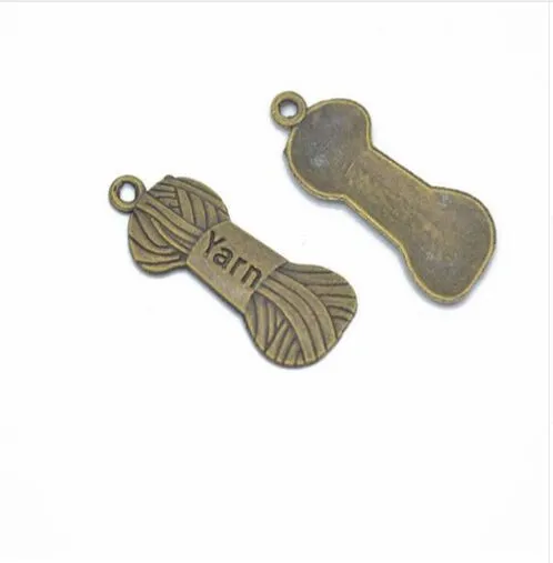 / Antique Argent Bronze Fil Écheveau Tricot Charms Pendentif pour la Fabrication de Bijoux Bracelet Accessoires DIY 31x12mm254B