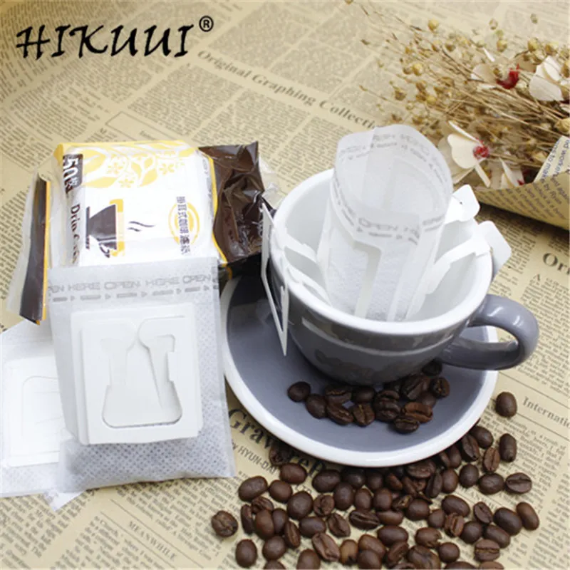 50 100 Combination Coffee Filter Påsar och Kraft Paper Coffee Bag Portable Office Travel Drip Coffee Filters Tools Set220s