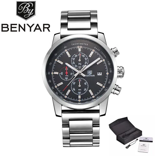 CWP Benyar Fashion Chronograph Sport Mens Watches Top Brand Luxury Quartz Watch Reloj Hombre Clock Male Hour Relogio Masculino283u