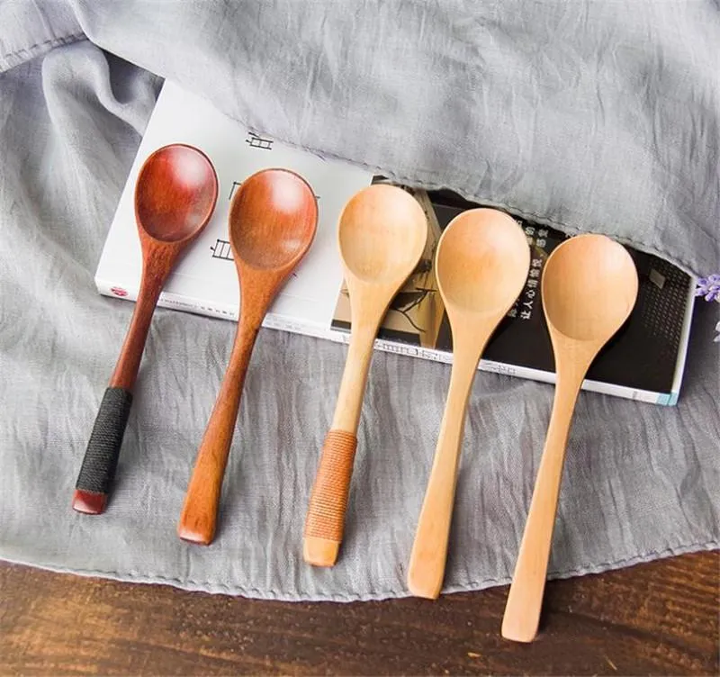 13*3cm High Quality Wooden Spoons Tea coffee Milk Honey Tableware Kitchen Accessories Cooking Sugar Salt Small Spoons dc159