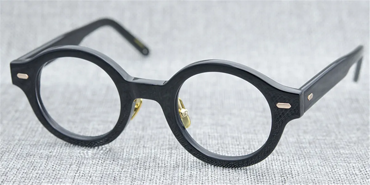 Män optiska glasögon glasögonramar varumärke retro kvinnor runda skådespel ram rent titan näsa pad myopia glasögon med glasögon cas307s