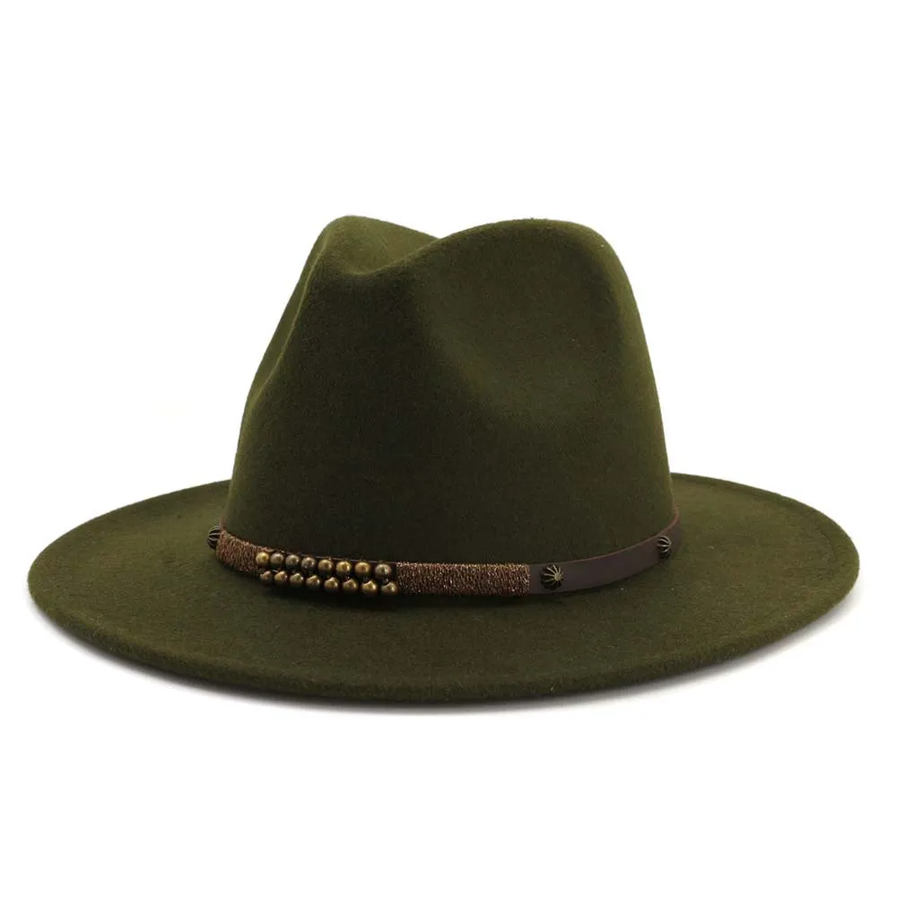 High-Q Wide Brim Wool Felt Jazz Fedora Hats for Men Women British Classic Trilby Party Formal Panama Cap Floppy Hat299k