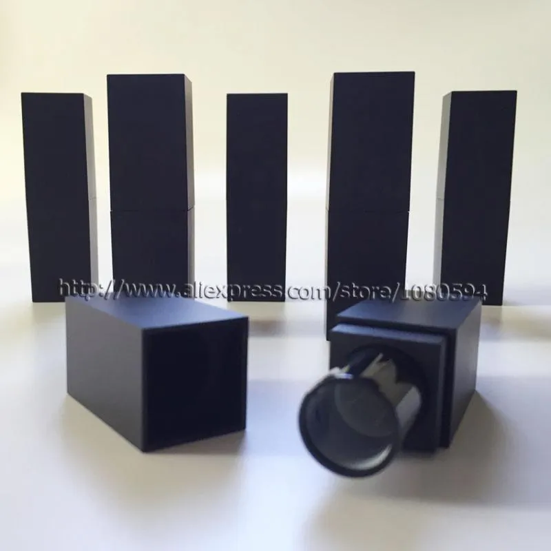 로트 12 1mm 정사각형 립스틱 튜브 서리로 장식 된 검은 색 비 빈 립스틱 포장 DIY 립 튜브 3065