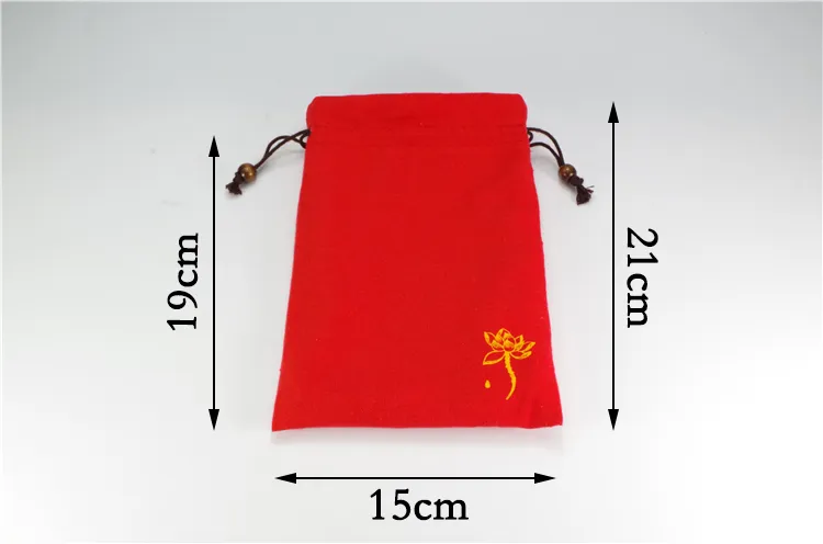 Joyous-Bolso de viaje de terciopelo rojo con cordón, bolsas de tela estampadas para joyería, bolsa de lino y algodón grueso, bolsa de almacenamiento para pulsera de cuentas de la suerte 265C