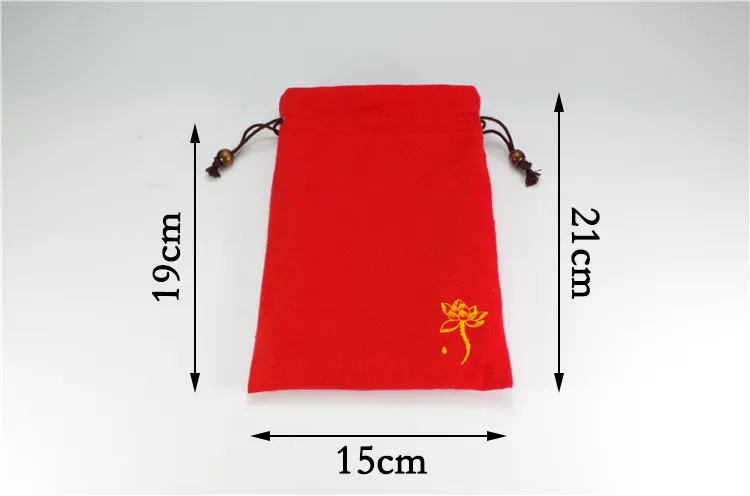 Joyous Red Velvet Travel Drawstring Bag Printed Cloth Jewelry Bags Thicken Cotton Linen Pouch Lucky Beads Bracelet Storage Pouch3167