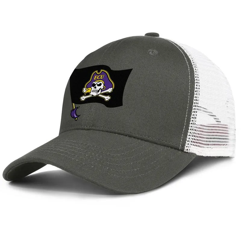 ECU Pirates University Logo rosso uomini e donne regolabile camionista meshcap design moda baseball carino cappelli da baseball classici Fla6561420