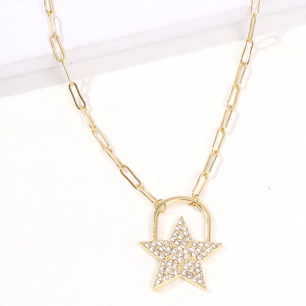 New ins fashion luxury cute lovely diamond star pendant choker statement designer necklace for women girls245Q
