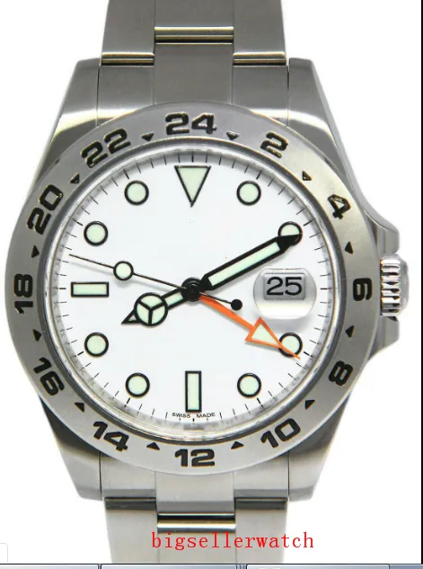 Reloj de lujo de alta calidad 42 mm Explorer II 216570-77210 Dial blanco inoxidable Asia 2813 Movimiento Mecánico Relojes automáticos para hombre b250B