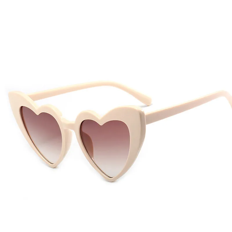 Mode hart zonnebrillen vrouwen schattige love glazen vintage merkontwerper roze zonnebril vorm voor feest brillen3418