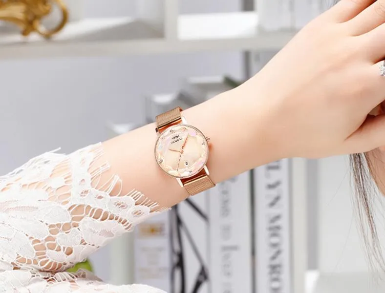 Nieuwe Eenvoudige Mode Horloge Dames Dame Horloge Schattig Quartz Ins Stijl Ultradunne 10 Mm Roestvrij Staal 30M Waterdicht2501