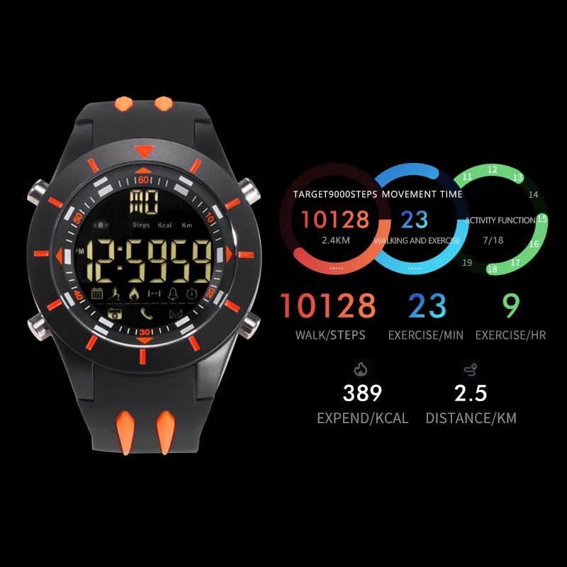 Relojes de pulsera digitales de lujo a prueba de agua con esfera grande pantalla LED cronómetro deportivo al aire libre reloj negro reloj LED de silicona para hombres 8002247z